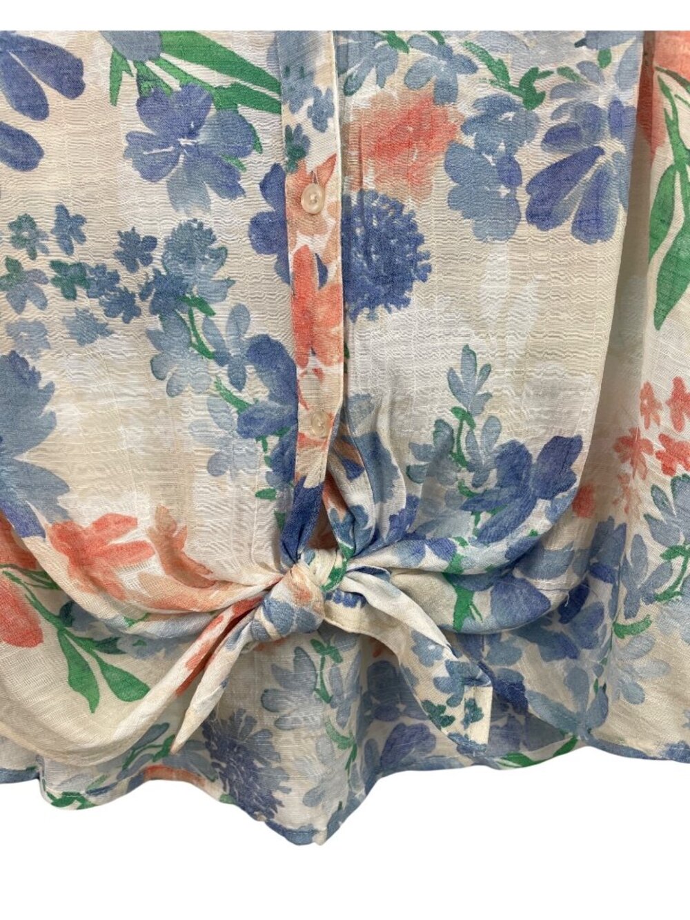 Zac & Rachel Floral Sleeveless Blouse With Front Tie Detail Size L - Picture 5 of 9